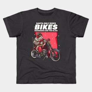 Biker Santa Motorcycle Bikers Christmas Biker Gang Kids T-Shirt